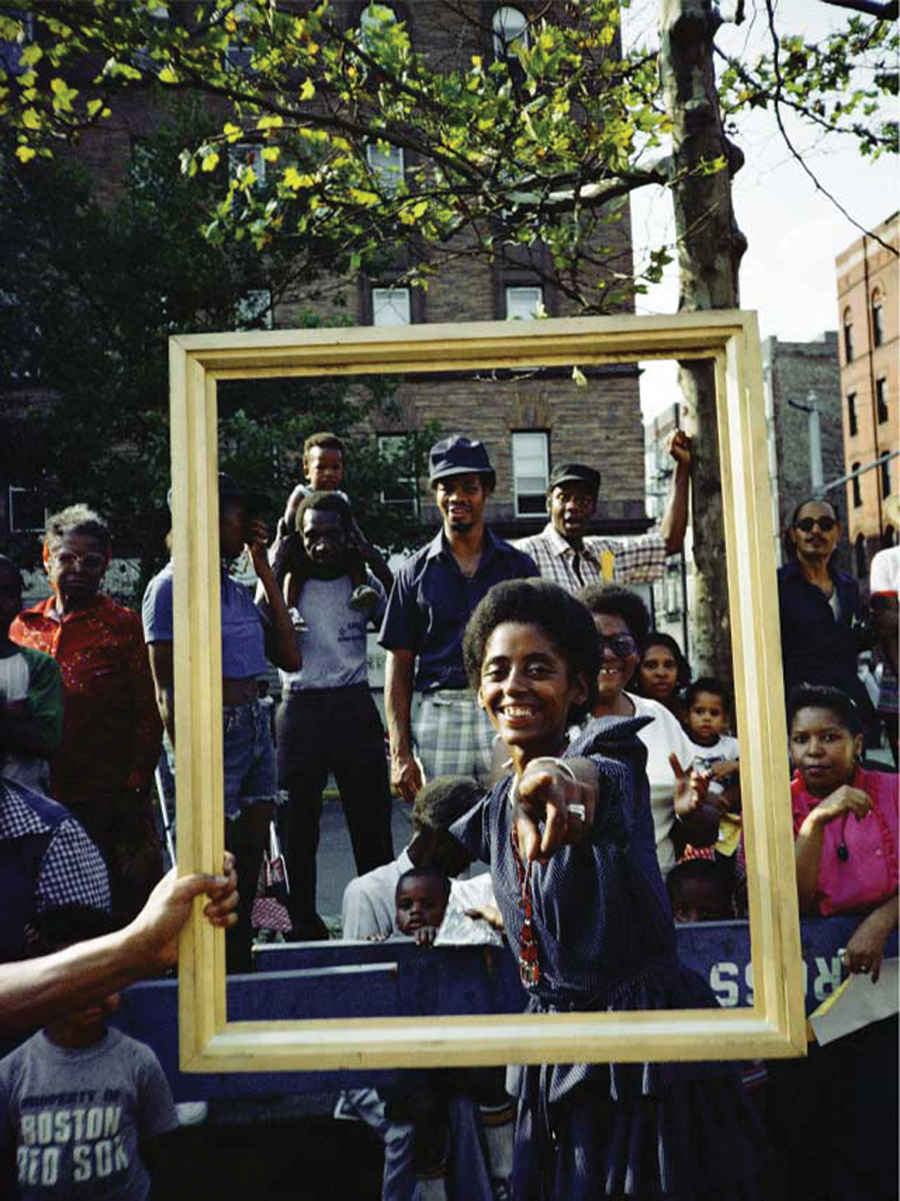 Photograph bottom left: Lorraine O'Grady, Art Is . . . (Girl Pointing), 1983/2009. Chromogenic photograph in 40 parts, 20 × 16 in. (50.8 × 40.64 cm). Edition of 8 plus 1 artist’s proof. Courtesy of Alexander Gray Associates, New York. © Lorraine O’Grady/Artists Rights Society (ARS), New York